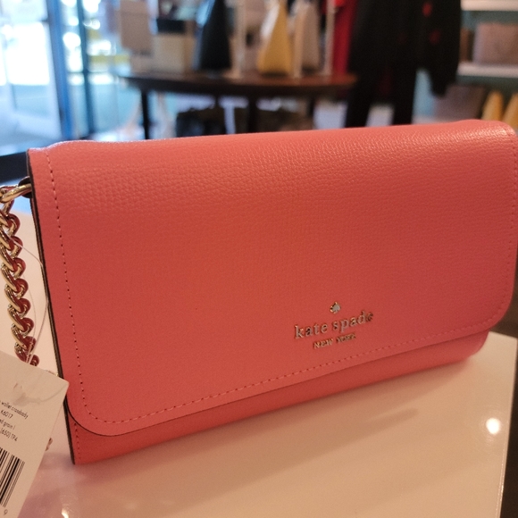 ♠️Kate Spade Chain Wallet Crossbody Bag Peach Nectar NWT - Picture 6 of 9